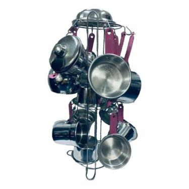 Imagem de Mini Panelinhas Com Paneleiros - L&L Cor:Polida Rosa, Polida rosa