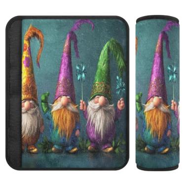 Imagem de Burbuja Capa para cinto de segurança de carro Mardi Gras Gnomos Protetor de cinto de segurança de carro macio confortável para alça de ombro de assento de carro, 1 par médio