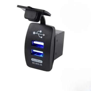 Imagem de Carregador de Carro USB 12V 24V Duas Entradas 3.1A Instalação em Painel para Carros Motos GPS Compatível com Celulares