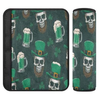 Imagem de Burbuja Capa para cinto de segurança de carro de caveira de cerveja St. Patrick Protetor de cinto de segurança de carro macio confortável para alça de ombro de assento de carro, 1 par pequeno