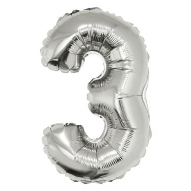 Imagem de BALAO METALIZADO C/CANUDO 16" PRATEADA NUMERO 3