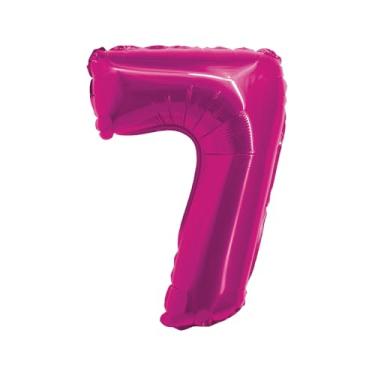 Imagem de BALAO METALIZADO C/CANUDO 16" ROSA NUMERO 7