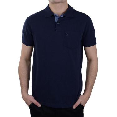 Imagem de Camisa Polo Masculina MC Ogochi Essencial Slim Azul - 0070-Masculino