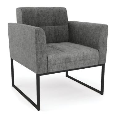 Imagem de Poltrona Elisa Linho Base Metálica Industrial Preto - D'rossi Cor A26 Grafite