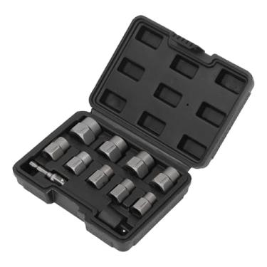 Imagem de Garosa Conjunto Extrator de Porcas, Kit Removedor de Parafusos de Aço Cr Molibdênio Com 9 Tamanhos para Porcas Enferrujadas Danificadas, Driver de 3/8 de Polegada e Adaptador Hexagonal Incluído para