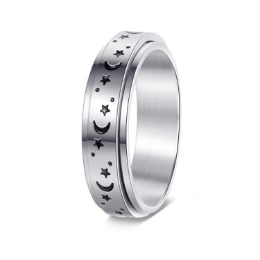 Imagem de Udolfly Anéis Fidget para Ansiedade Feminina, Ansiedade, Ansiedade, Alivia o Estresse, 6, Metal, Sem pedra preciosa