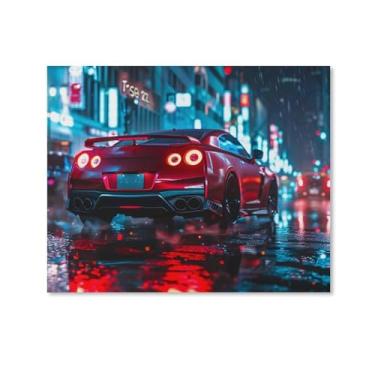 Imagem de HouLaiZhe Chuva Noite Japonesa Esportes R35 Jdm Cartazes de Carro Tela Estética Decoração de Quarto Pintura de Parede Impressões Sala de Galeria Decoração de Parede para Quarto Sala de Estar