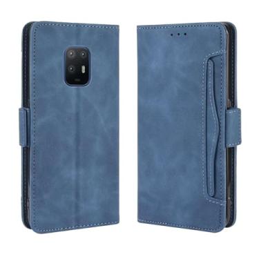 Imagem de Capa para Fujitsu Arrows 5G,Retro magnético Flip Case,Design de carteira de couro PU com slots de cartão removíveis -Blue