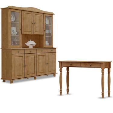 Imagem de Conjunto Cozinha: Cristaleira 8 Portas 4 Gavetas E Aparador 2 Gavetas Rubi Freijó Madeira Pinus - Finestra