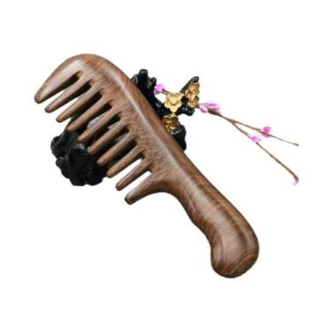 Imagem de Pente De Madeira De Sândalo Antiestático Para Desembaraçar Cabelos Com