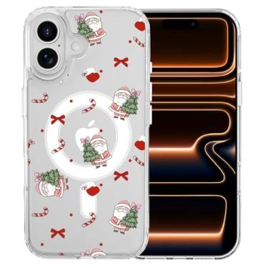 Imagem de MAYCARI Capa de telefone de Natal para iPhone 17 Pro Max compatível com ímã bengala doce árvore de Natal transparente capa de telefone magnética para meninas mulheres TPU capa protetora à prova de