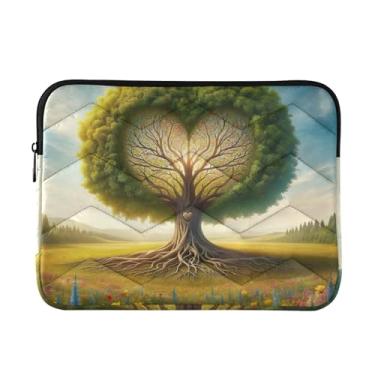 Imagem de Capa acolchoada para laptop, coração, árvore, prado, verde, à prova de choque, capa protetora para notebook acolchoada de 13 polegadas