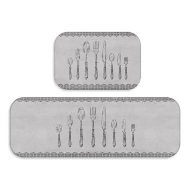 Imagem de Tapetes Cozinha Jogo 2 peças Modernos - Trilho + Passadeira - Antiderrapantes e Confortáveis(TPCOZ5147)