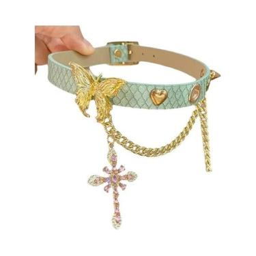 Imagem de Colar Choker Feminino Y2K De Verão Com Borboletas, Franjas E Miçangas 