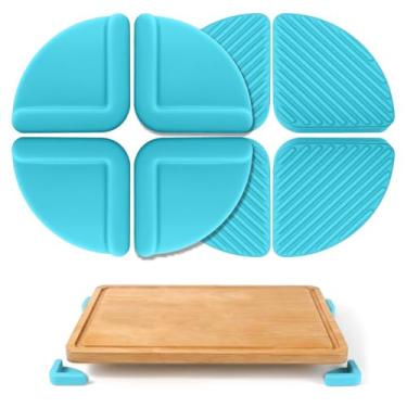 Imagem de MANJIA Pés antiderrapantes de silicone para tábuas de corte, almofadas estabilizadoras de tábua de cortar removíveis, pés de tábua de cortar de cozinha, presentes quentes para cozinha e casa, 4 peças