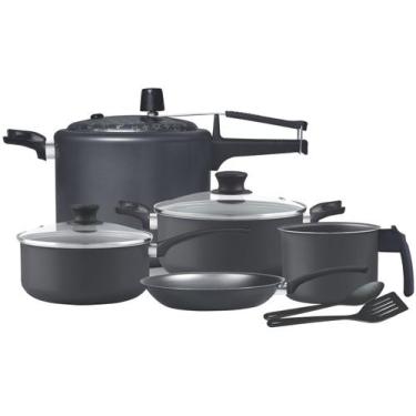 Imagem de Jogo de Panelas Panelux Antiaderente de Alumínio Grafite 7 Peças Magni