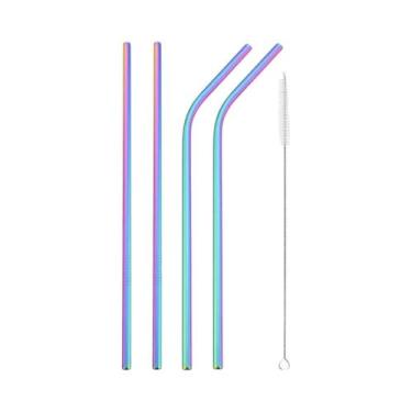 Imagem de Conjunto De Canudos De Metal Reutilizáveis Em Aço Inoxidável 304, Canu