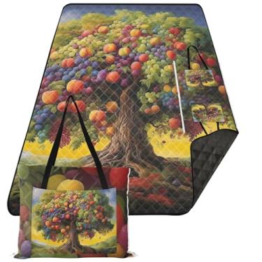 Imagem de TSENQUE Cobertores de areia com cores de frutas de árvore para praia, à prova de areia, extra grande, dobrável, cobertores de grama, para atividades ao ar livre, 299,7 x 203,2 cm
