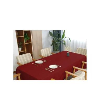 Imagem de Toalha de Mesa Linho Rústico Texturizada – 4 6 8 e 10 Lugares – Decoração de Sala e Jantar (Bordô,2,00m (6 lugares))