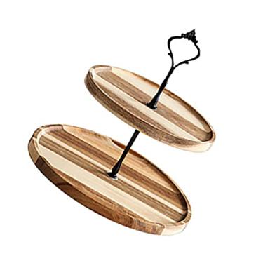 Imagem de GLOGLOW Rack de Suporte para Talheres, Bandeja de Exibição de 3 Camadas para Bolos e Frutas, Suporte para Servir Festas Em Liga de Madeira e Alumínio, Sobremesa de Madeira Vintage de 14,1 Onças (2
