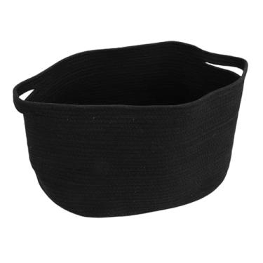 Imagem de MAVIS LAVEN Cesto Grande Trançado de Corda Com Alças, Cesto de Armazenamento de Cobertor de Algodão Pesado para Quarto e Banheiro, Com Alças Resistentes para Facilidade de Movimento, (BLACK)