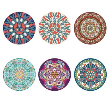 Imagem de Conjunto de porta-copos redondos isolados para copos base decorativa de chá e mesa almofadas de proteção para copos, tigelas e pratos resistente ao calor retrô 6 peças 04