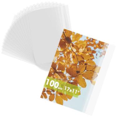 Imagem de Mat Board Center Sacos de armazenamento com mangas cristalinas de 43 x 28 cm, pacote com 100 sacos de celofane autovedantes para impressões 10 x 23 cm, fotos, cartões