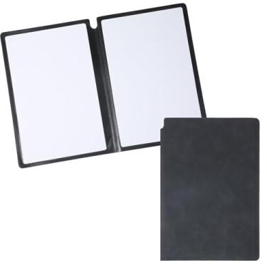 Imagem de Thinp Caderno A5 apagável a seco, quadro branco de 24,5 x 16,6 cm, quadro branco dobrável reutilizável, quadro branco dupla face, para negócios, escritório, escola, casa, (preto)