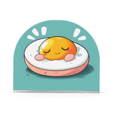 Imagem de Porta-guardanapos de mesa Happy Fried Egg Green, conjunto de 2, suporte de acrílico, porta-guardanapos de coquetel