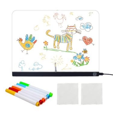 Imagem de Prancheta de LED para crianças | Brinquedos para tablet com modos de luz de 7 cores - de mensagens LED acrílico com suporte | para meninos e meninas esboçando, escrevendo, colorir, pintura