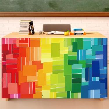 Imagem de party greeting Saia de mesa colorida de 1,8 m para professores, capa de mesa para sala de aula, decoração de volta às aulas, toalhas de mesa para o primeiro dia de aula, material escolar, escritório