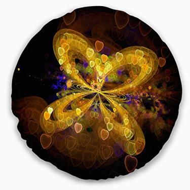 Imagem de Design floral borboleta amarela fractal sala de estar, sofá, almofada de alta qualidade + capa de almofada impressa em ambos os lados 40 cm