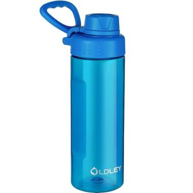 Imagem de OLDLEY Garrafas de água Tritan de 590 ml sem BPA com alça de transporte e tampa de bico, garrafa de água infantil à prova de vazamento para casa, viagem, escola, ao ar livre, azul