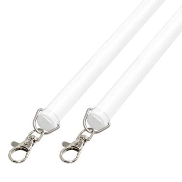 Imagem de JUYO VONSAN Varinha de puxar de cortina de acrílico, pacote com 2 unidades de varão transparente com anéis e ganchos (transparente, 76 cm)