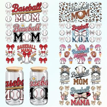 Imagem de Adesivos para copos DTF com tema de beisebol, design de beisebol UV pacote com 8 para copos de 473 ml, artesanato em vidro e madeira, 28 x 5 polegadas (253)