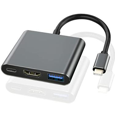Imagem de Cabo Adaptador Conversor Type-C para 3 em 1 com Porta USB 0 e Carregamento Estação de Docking 4K HD Projetor Display HDTV Multi-porta Dispositivos