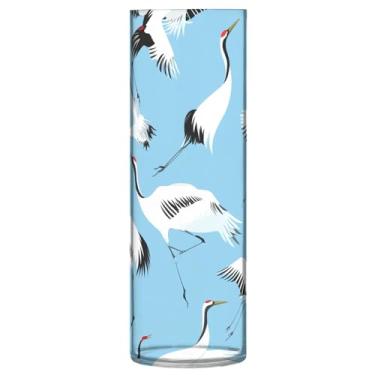 Imagem de CEBUGI Vaso de flor de guindaste 10 cm x 30 cm Vaso cilíndrico para flores, vaso transparente inquebrável para decoração de casa de festa de casamento