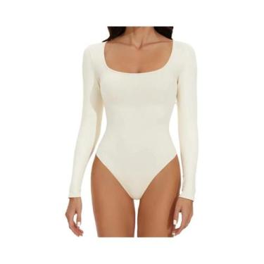 Imagem de Body Feminino Sem Costura De Manga Longa Com Abertura Na Parte Íntima,