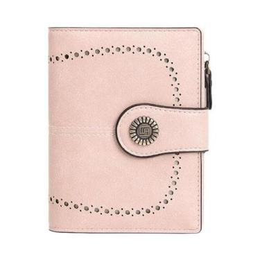 Imagem de Carteira Retro Anti-Furto RFID Para Mulheres Com Zíper, Fecho E Compar