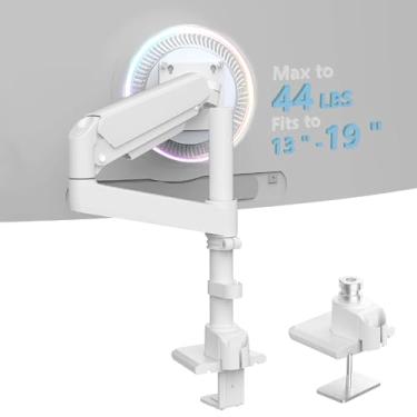 Imagem de Ergounion Braço de monitor resistente para telas Ultrawide de 13-49 polegadas, suporta até 20 kg, suporte de monitor único totalmente ajustável, com braçadeira e base de ilhós, suporte de mesa VESA de