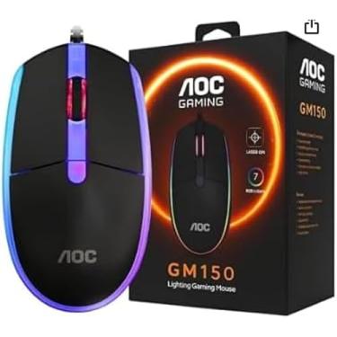 Imagem de Mouse Gamer com Fio 2000 DPI, 6 Botões Programáveis, LED RGB 7 Cores, Sensor Óptico, Preto, 10x3x5.5cm, USB
