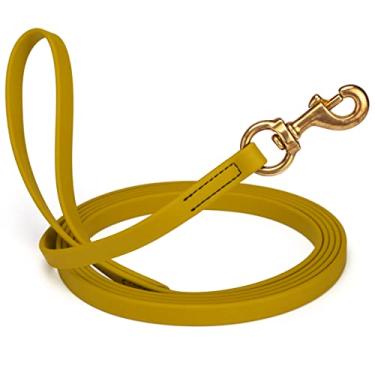 Imagem de Viper Coleira K9 Biothane Working Dog Coleira impermeável para treinamento de rastreamento Schutzhund Dog Sport & Search – Linha longa à prova de odor com encaixe de latão sólido para filhote médio grande 1,5 m x 3 m Treasure Gold