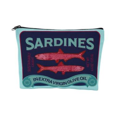 Imagem de Bolsa de maquiagem unissex de linho leve e durável  Design de azeite d