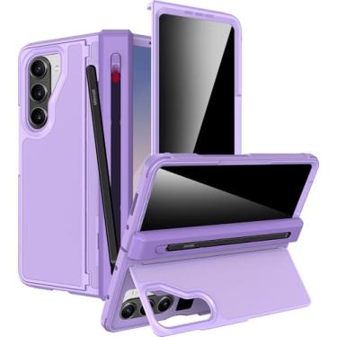 Imagem de Miimall Capa para Samsung Z Fold 6 com suporte e S Pen incluídos, suporte de caneta S integrado, proteção de tela de privacidade e proteção de tela, à prova de choque antiderrapante para Z Fold 6