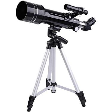 Imagem de Telescópio refrator astronômico de 70 mm com tripé de alumínio ajustável de 127 cm, diagonal de 45°, 2 oculares, plataforma de visualização de telescópios planetários lunares