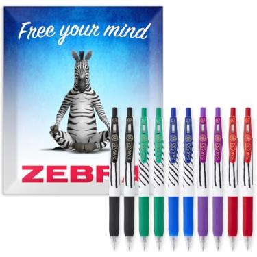 Imagem de Zebra Pen Caneta de gel Sarasa Clip Stripe – Canetas retráteis – Ponta média de 0,7 mm – À prova de manchas, tinta de secagem rápida com aderência confortável e clipe de pressão, resistente à água