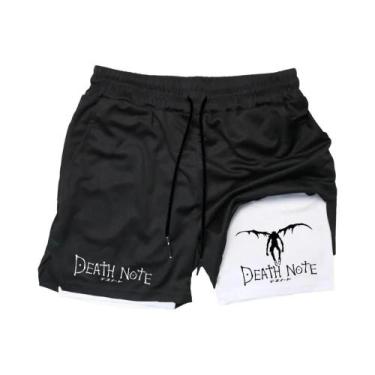 Imagem de Shorts Esportivos Masculinos Anime Death Note Dupla Camada 2 Em 1 Para