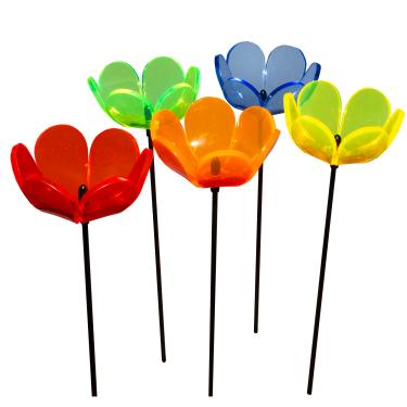 Imagem de Conjunto de 5 enfeites pequenos de decoração de jardim SunCatcher 'Tulip', cores mistas