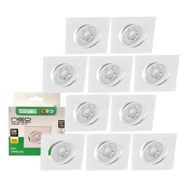 Imagem de Kit 10 Spot Led Neo Mr16 Embutir Quadrado 5w Taschibra 3000k