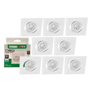 Imagem de 8 Spot Led Neo Embutir Quadrado 5W Luz Quente 3000k Taschibra